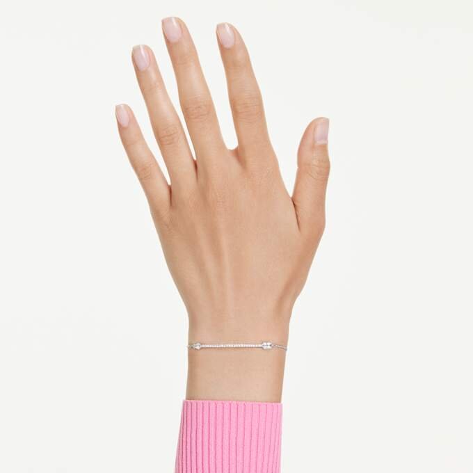 Bracelet Idyllia, tailles variées, flèche, blanc, plaqué rhodium Bracelet Idyllia, tailles variées, flèche, blanc, plaqué rhodium