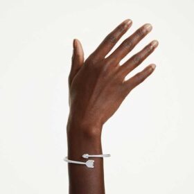 Bracelet Idyllia, tailles variées, flèche, blanc, plaqué rhodium