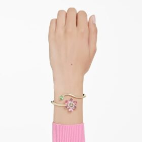 Bracelet Idyllia à tailles variées, fleur, multicolore, plaqué or