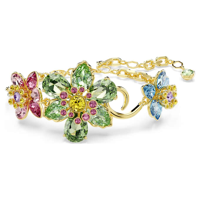 Bracelet Idyllia, tailles variées, fleur, multicolore, plaqué or Bracelet Idyllia, tailles variées, fleur, multicolore, plaqué or
