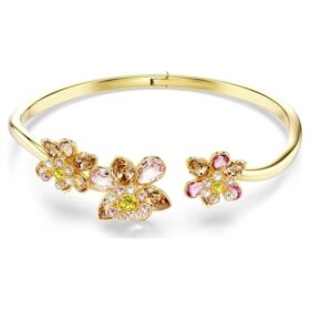 Bracelet Idyllia à tailles variées, fleur, multicolore, plaqué or