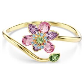 Bracelet Idyllia à tailles variées, fleur, multicolore, plaqué or