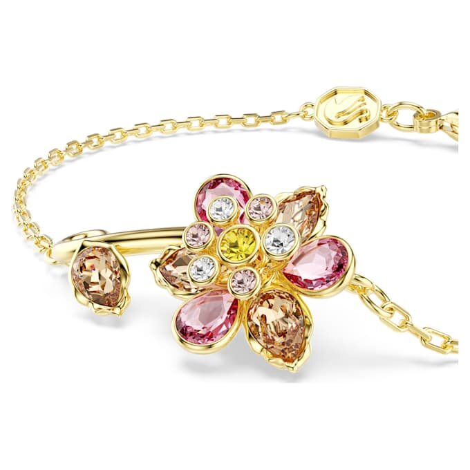 Bracelet Idyllia, tailles variées, fleur, multicolore, plaqué or Bracelet Idyllia, tailles variées, fleur, multicolore, plaqué or