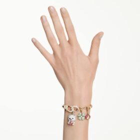 Bracelet Idyllia : tailles variées, motifs variés, multicolore, plaqué or