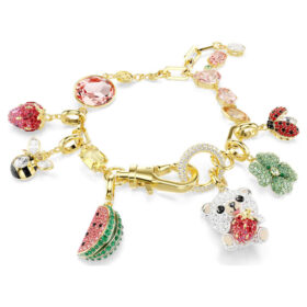 Bracelet Idyllia : tailles variées, motifs variés, multicolore, plaqué or