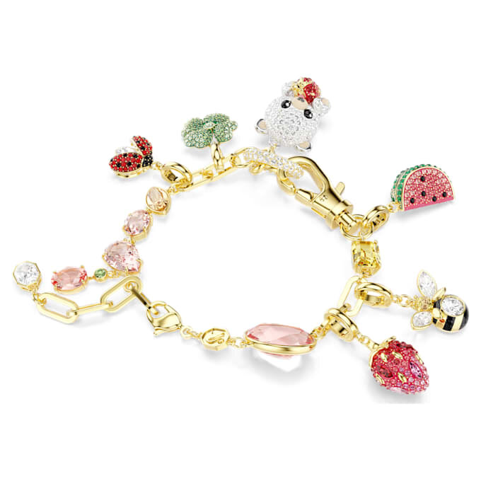 Bracelet Idyllia : tailles variées, motifs variés, multicolore, plaqué or Bracelet Idyllia : tailles variées, motifs variés, multicolore, plaqué or