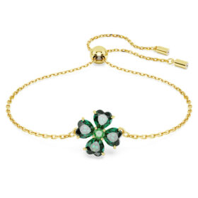 Bracelet Idyllia, tailles variées, trèfle, vert, plaqué or Bracelet Idyllia, tailles variées, trèfle, vert, plaqué or