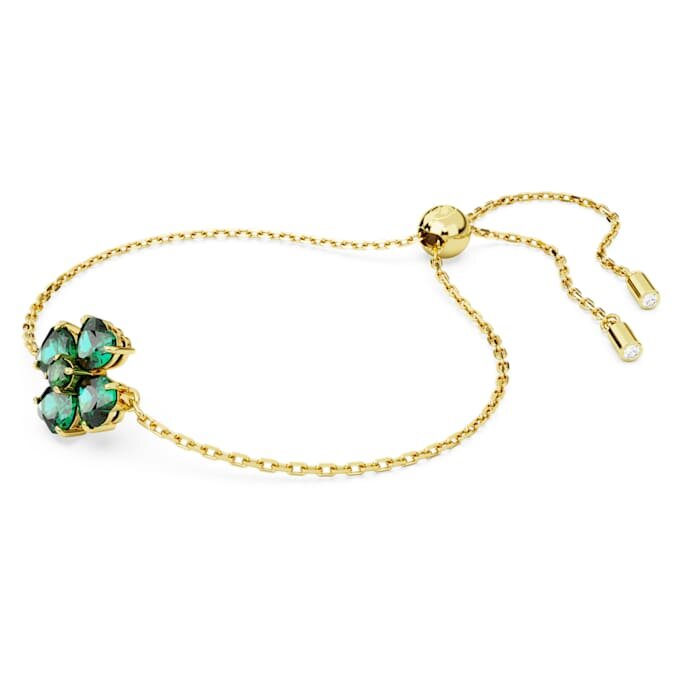 Bracelet Idyllia, tailles variées, trèfle, vert, plaqué or Bracelet Idyllia, tailles variées, trèfle, vert, plaqué or