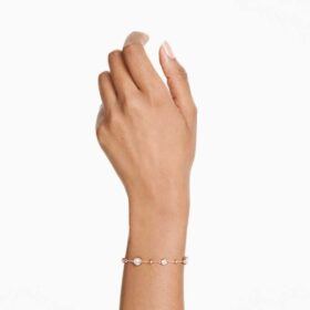 Bracelet Imber à coupe ronde, blanc, plaqué or rose