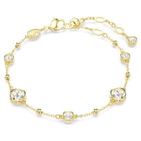 Bracelet Imber, taille ronde, motif dispersé, blanc, plaqué or