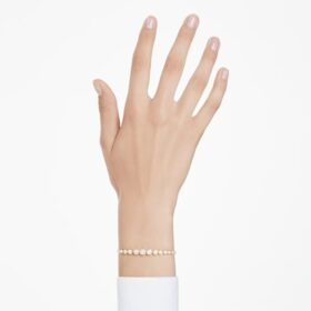 Bracelet Imber à tailles rondes variées, blanc, plaqué or