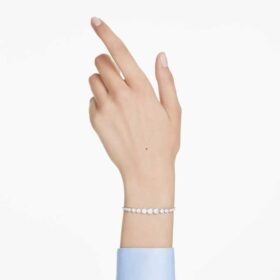 Bracelet Imber à tailles rondes variées, blanc, plaqué rhodium