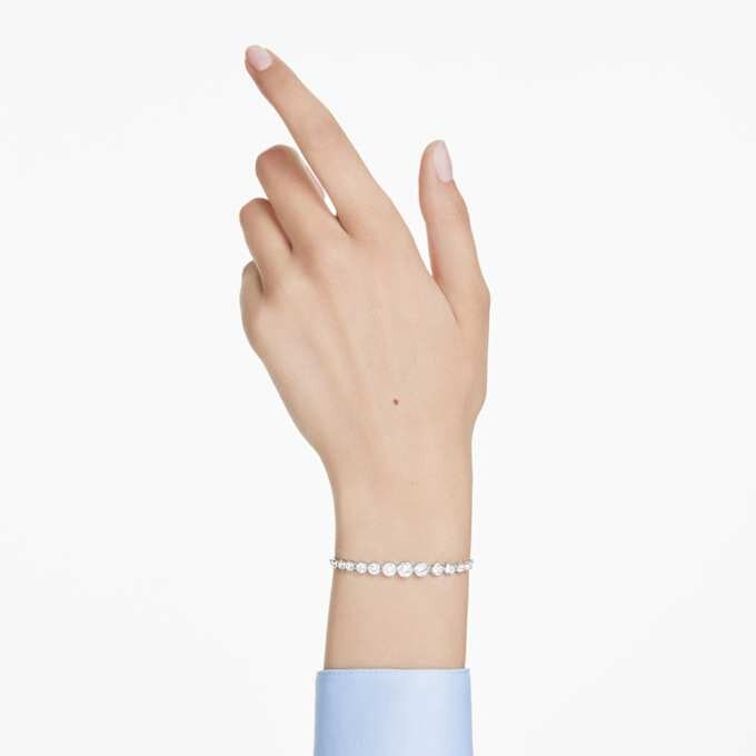 Bracelet Imber à tailles rondes variées, blanc, plaqué rhodium Bracelet Imber à tailles rondes variées, blanc, plaqué rhodium
