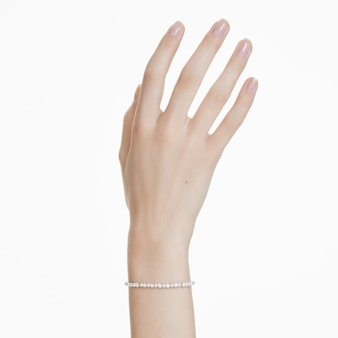 Bracelet Matrix avec perle en cristal, taille ronde, blanc, plaqué rhodium Bracelet Matrix avec perle en cristal, taille ronde, blanc, plaqué rhodium