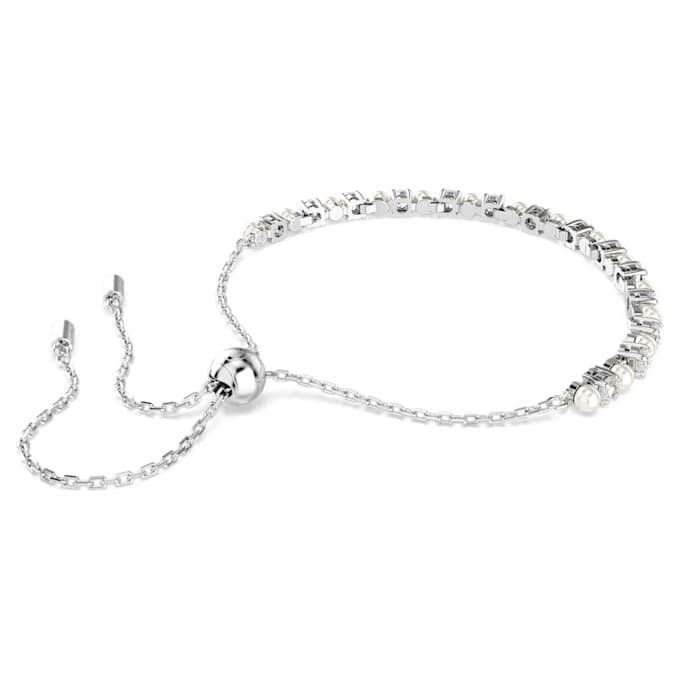 Bracelet Matrix avec perle en cristal, taille ronde, blanc, plaqué rhodium Bracelet Matrix avec perle en cristal, taille ronde, blanc, plaqué rhodium
