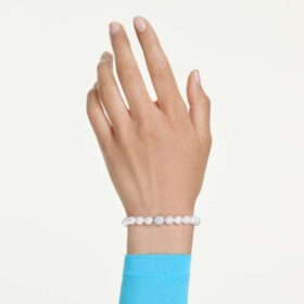 Bracelet Matrix en perles de cristal, blanc, plaqué rhodium