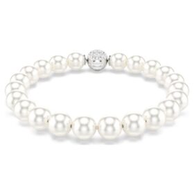 Bracelet Matrix en perles de cristal, blanc, plaqué rhodium