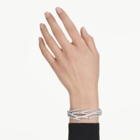 Bracelet Matrix à facettes variées, blanc, plaqué rhodium