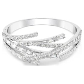 Bracelet Matrix à facettes variées, blanc, plaqué rhodium