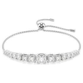 Bracelet Matrix à gradation de pierres rondes, blanc, plaqué rhodium
