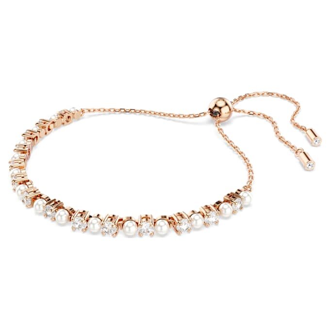 Bracelet Matrix perles de cristal, tailles rondes, blanc, plaqué or rose Bracelet Matrix perles de cristal, tailles rondes, blanc, plaqué or rose