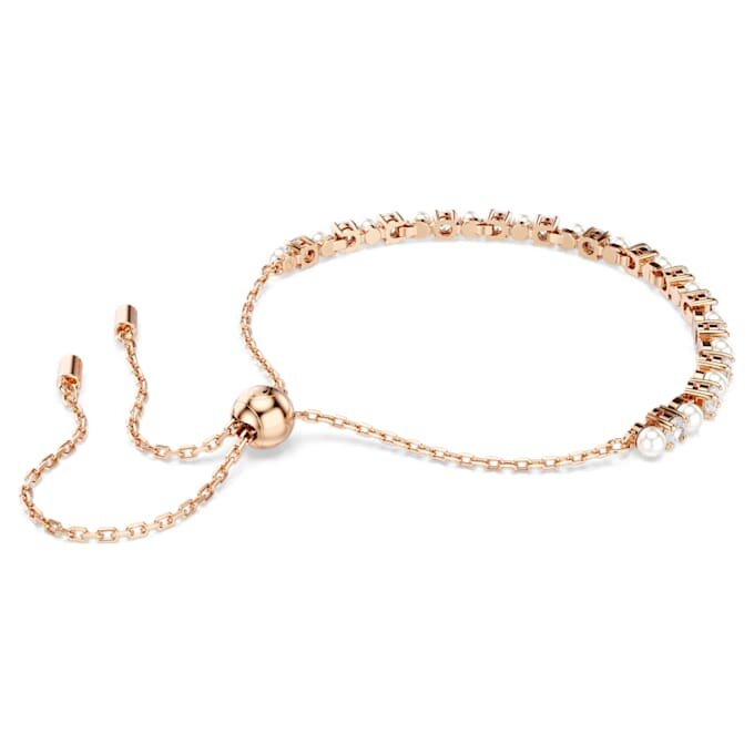 Bracelet Matrix perles de cristal, tailles rondes, blanc, plaqué or rose Bracelet Matrix perles de cristal, tailles rondes, blanc, plaqué or rose