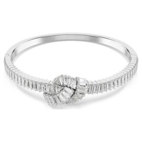 Bracelet Matrix, taille baguette, nœud, blanc, plaqué rhodium