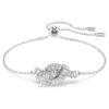 Bracelet Matrix, taille baguette, nœud, blanc, plaqué rhodium