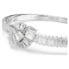 Bracelet Matrix, taille baguette, nœud, blanc, plaqué rhodium