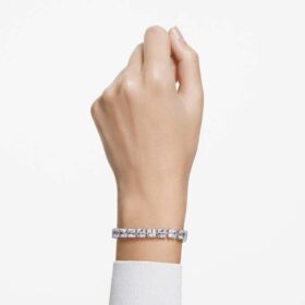 Bracelet Matrix Tennis blanc, plaqué rhodium