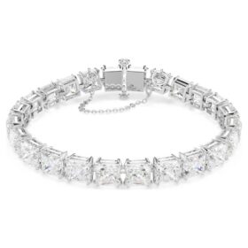 Bracelet Matrix Tennis blanc, plaqué rhodium