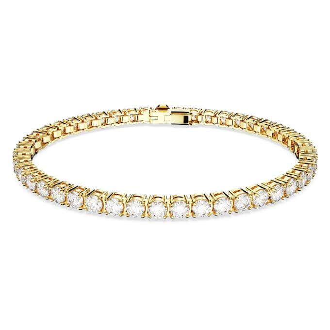 Bracelet Matrix Tennis, taille ronde, blanc, plaqué or Bracelet Matrix Tennis, taille ronde, blanc, plaqué or