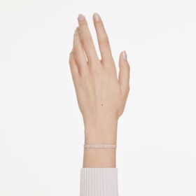 Bracelet Matrix Tennis, taille ronde, blanc, plaqué or rose