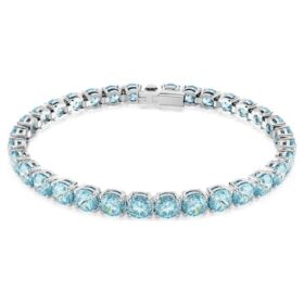Bracelet Matrix Tennis, taille ronde, bleu, plaqué rhodium