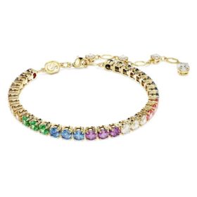 Bracelet Matrix Tennis, taille ronde, multicolore, plaqué or