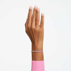 Bracelet Matrix Tennis, taille ronde, rose, plaqué rhodium