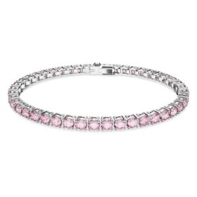 Bracelet Matrix Tennis, taille ronde, rose, plaqué rhodium