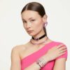 Bracelet Matrix Tennis, taille ronde, rose, plaqué rhodium Bracelet Matrix Tennis, taille ronde, rose, plaqué rhodium