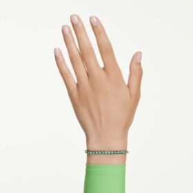 Bracelet Matrix Tennis, taille ronde, vert, plaqué ruthénium