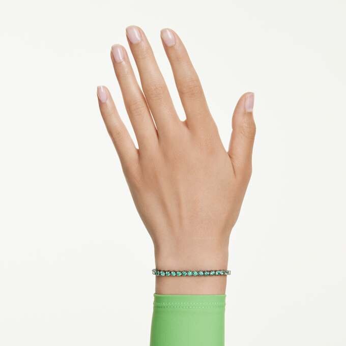 Bracelet Matrix Tennis, taille ronde, vert, plaqué ruthénium Bracelet Matrix Tennis, taille ronde, vert, plaqué ruthénium