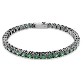Bracelet Matrix Tennis, taille ronde, vert, plaqué ruthénium