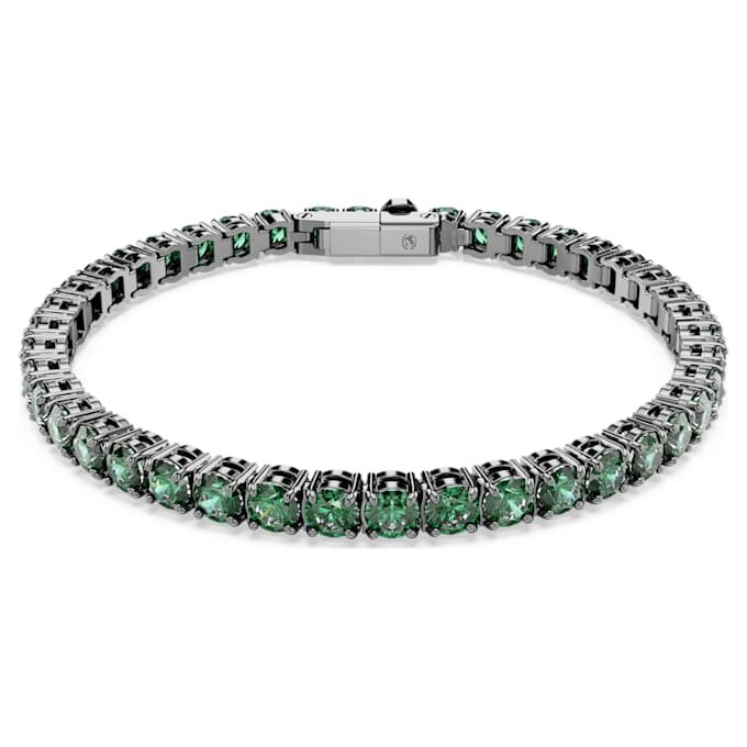 Bracelet Matrix Tennis, taille ronde, vert, plaqué ruthénium Bracelet Matrix Tennis, taille ronde, vert, plaqué ruthénium