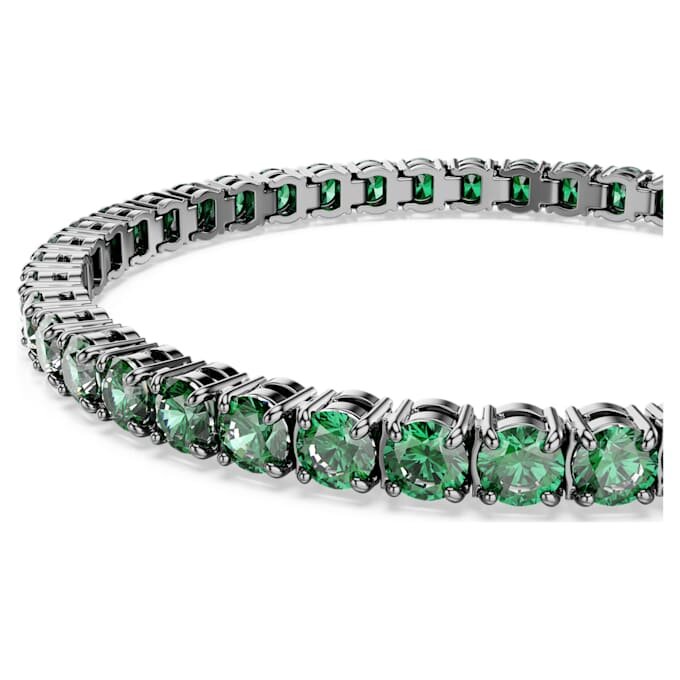 Bracelet Matrix Tennis, taille ronde, vert, plaqué ruthénium Bracelet Matrix Tennis, taille ronde, vert, plaqué ruthénium