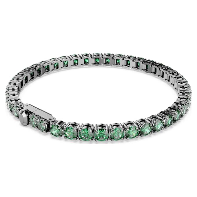 Bracelet Matrix Tennis, taille ronde, vert, plaqué ruthénium Bracelet Matrix Tennis, taille ronde, vert, plaqué ruthénium