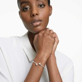 Bracelet Mesmera en forme de cœur, blanc, plaqué rhodium