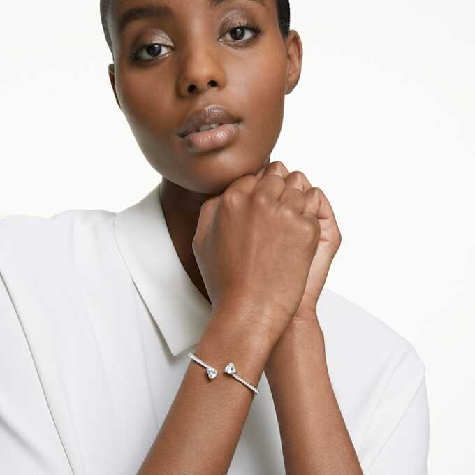 Bracelet Mesmera en forme de cœur, blanc, plaqué rhodium Bracelet Mesmera en forme de cœur, blanc, plaqué rhodium
