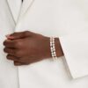 Bracelet Mesmera à tailles variées, blanc, plaqué or Bracelet Mesmera à tailles variées, blanc, plaqué or