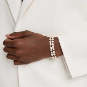 Bracelet Mesmera à tailles variées, blanc, plaqué or