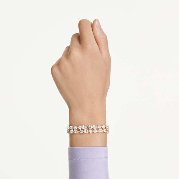 Bracelet Mesmera à tailles variées, blanc, plaqué or Bracelet Mesmera à tailles variées, blanc, plaqué or