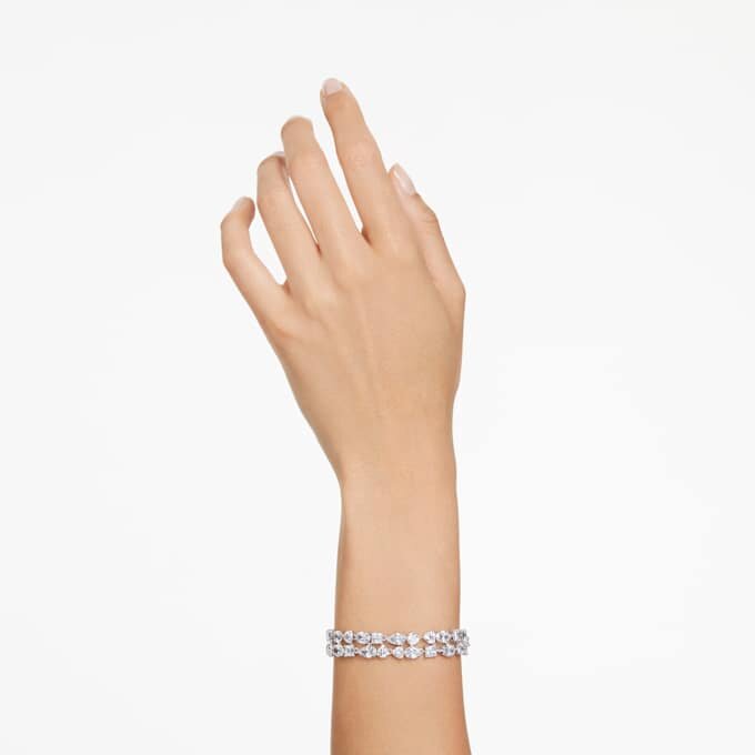 Bracelet Mesmera à tailles variées, blanc, plaqué rhodium Bracelet Mesmera à tailles variées, blanc, plaqué rhodium